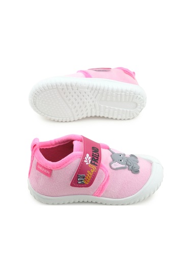 Gezer Kız Çocuk Kışlık Tek Cırt Cırtlı Ayarlanabilir Rahat Taban Ev, Bahçe, Okul, Kreş Panduf Ayakka Pembe