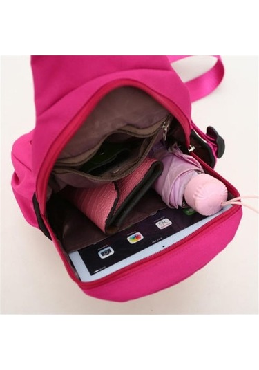 Xinh Kadın Erkek Moda Tuval Çanta Spor Bel Çantası / Göğüs Çantası Usb Şarj Crossbody Omuz Çantası Pembe Pembe