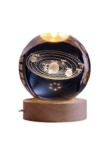 Prestigegoods Ay Lambası Galaksi Işığı 3 İnç 7 Renk Değiştiren Şeffaf Kristal Led Ay Işığı U Çok Renkli