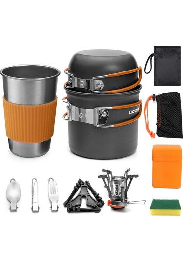 Kamp Tencere Portatif Dağınıklık Kiti Kamp Tencere Y27900c-1 Turuncu