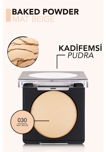 Flormar Yoğun Pigmentli Fırınlanmış Mat Pudra (Soğuk Alt Ton) - Baked Powder - 030 Mat Beige - 8682536053570
