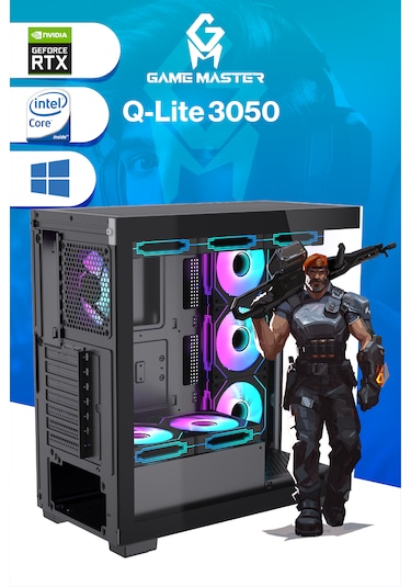 Game Master Qlite-3050 i3-12100F 32 GB 512 GB M.2 SSD RTX 3050 Free Dos Masaüstü Oyuncu Bilgisayarı