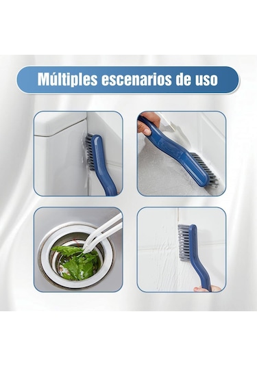 Monyee 4'lü Paket Mavi V-şekilli Zemin Aralık Temizleme Fırçası - Sert Tüy Ve Kırıntı Toplama Klipsi İle Banyo, Mutfak Temizliği Mavi