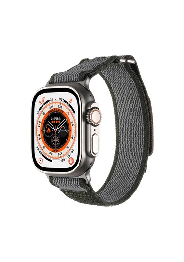 Tuva Teknoloji iOs Watch Uyumlu Ultra 49mm Hasır Kordon Krd-106 Strap Kayış-yeşil