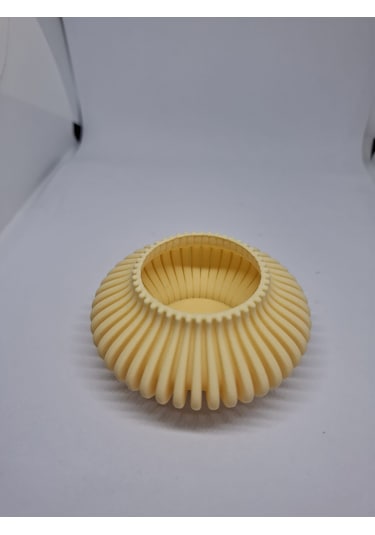 İkili Elmas Çizgili Tealight Mumluk Krem