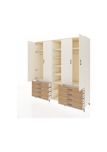 Kronos Dolap 10 Raflı 8 Çekmeceli 2 Askılı 220x59x243 Aytaşı-aytaşı/çam Aytası/atlas Çam