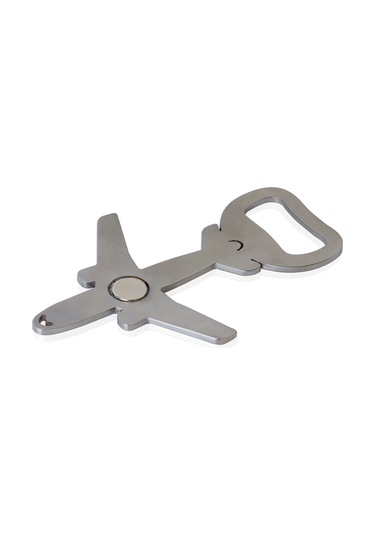 Zekupp Airbus A320 Uçak Modeli Şişe Açacağı, Paslanmaz Çelik Magnetli Uçak Figürlü Gazoz Açacağı, Gümüş Gri Renkte Mutfak Ekipmanı Gri