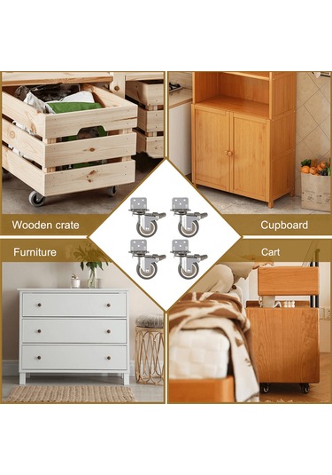 Aubyhe 4'lü L Tipi 5cm Gummi Tekerlekli Mobilya Kasnagi - 360 Derece Döner Kilitleme, 400lb Yük Kapasitesi, Metal Gövde, Sessiz Ve Kaymazsız