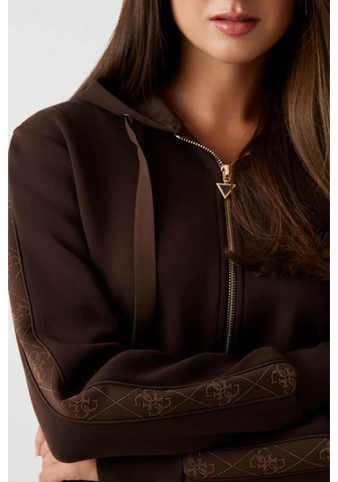 New Hooded Kadın Scuba Sweatshirt Kahverengi