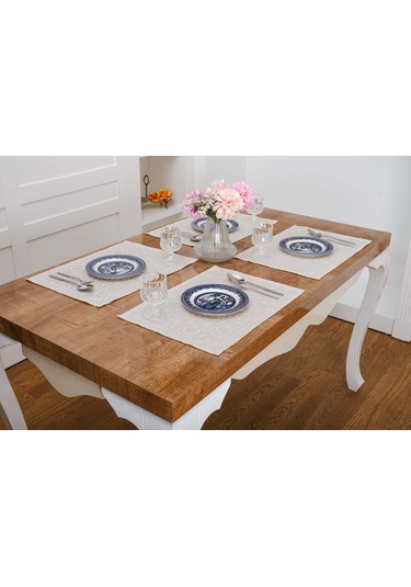 Finezza İris Jakar Polyester Kumaş Bej Amerikan Servis 33x46 cm Bej 4 Ad.-1390 Bej