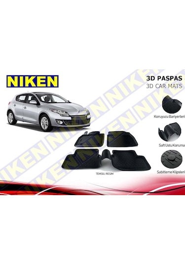Renault Megane 3 3D Havuzlu Paspas 2009 / 2015 Niken
