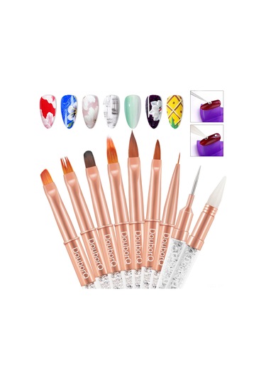 Vkemall 8 Uçlu Roz Altın Tırnak Fırçası - Profesyonel Manikür Ve Dıy Tasarım Aracı