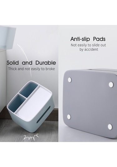 Padalink Ecoco Üç Bölmeli Çok Amaçlı Organizer Kutusu - Mendil Saklama, Küçük Eşya Depolama, Anti-s Kaydırmalı Abs+ps Materyal - Nordik Mavi Ev/ofis/yuva Mavi