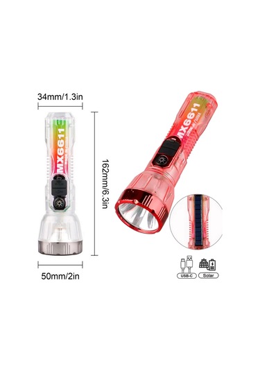 Şarjlı Ultra Güçlü 3 Farklı Işık Modlu Lityum Pilli El Feneri Su Geçirmez El Feneri Avcı Kamp Feneri Çok Renkli
