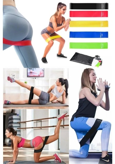 Periboia 5 Li Set Aerobik Bandı Fitness Egzersiz Plates Direnç La Çok Renkli