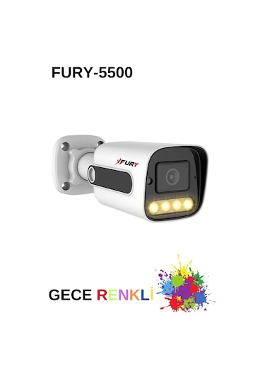 Fury 5 Kameralı Su Geçirmez 1080p 4 X Ultra Ledli Gece Renkli Güvenlik Kamera Seti 5500 500gb