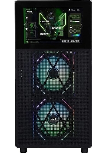 Powerboost PB-P4367BB 3 RGB Fanlı LCD Ekranlı Mid-Tower Oyuncu Bilgisayar Kasası