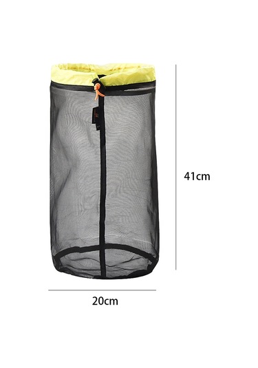 Luckstone Boyut L Seyahat Kamp Kaynağı Ipli Örgü Çamaşır Saklama Çantası Balık Ağı Kolay Katlanır Organizatör - Siyah/Yeşil