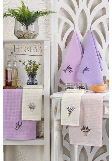 Formeya 6'lı Mutfak Kurulama Bezi Waffle Desen 40x60 Cm 6 Adet Lila