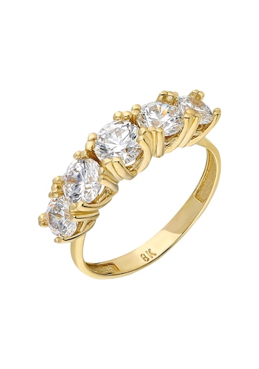 Chavin 5 Taş 2.5 Carat Taşlı 3.5 Gr. Altın Zirkon Yüzük Du36