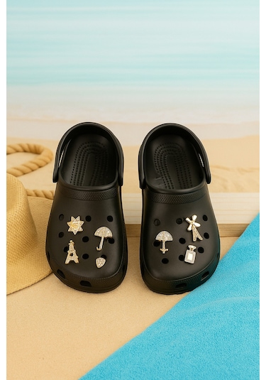 Modafrato Twn-606 Kadın Terlik Plaj Deniz Havuz Terliği Hastane Doktot Hemşire Mutfak Bahçe Terliği Siyah