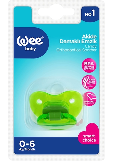 Wee Baby Akide Damaklı Emzik No:1 Yeşil 0-6 Ay