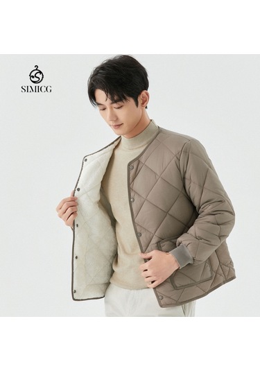 Kışlık Büyük Beden Kalın Polar Sıcak Uzun Kollu Erkek Pamuklu Ceket Haki