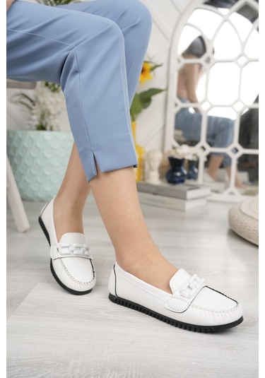Khayt Fancy Casual Günlük Kadın Babet Ayakkabı Beyaz