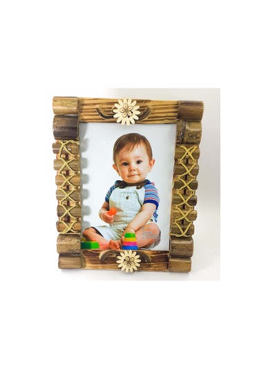Kişiye Özel Ahşap Bambu Çiçek Desenli Çerçeve 2188