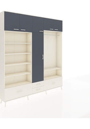 Arges Dolap 18 Raflı 4 Çekmeceli Tek Askılı 220x30x243 Aytaşı-antrasit/aytaşı Antrasıt/aytası Arges Dolap 18 Raflı 4 Çekmeceli Tek Askılı 220x30x243 Aytaşı-antrasit/aytaşı Antrasıt/aytası