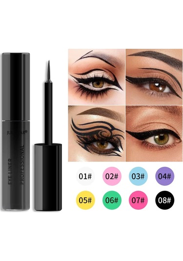 8renkli Eyeliner Sıvı Kalem Su Geçirmez Giymek Kolay Makyaj Mat Göz Kalemi Mavi 04 2.5ml Black Brown