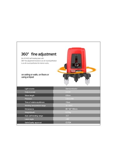 Pazly 3d Otomatik Tesviye Lazer Seviye, 2 Çizgi, Yatay-dikey, 360 Tripod, Mini Lazer Seviye, Lazer Seviye A8826d