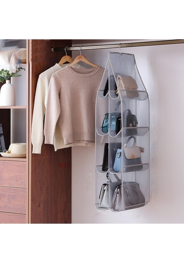 Sones Çanta Saklama Askılı Çanta Gardırop Askılı Toz Geçirmez Kumaş Saklama Çantası, Özellikler: 8 Cepli Gri Diğer