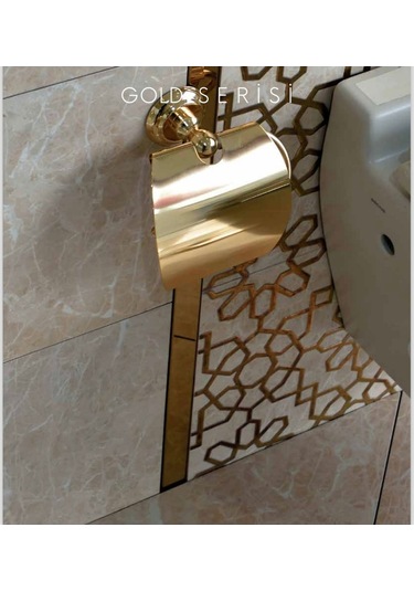 İsaoğlu Yapı Gold Tuvalet Kağıtlığı Kapaklı Kağıtlık Altın Banyo Aksesuar Vintage Komple Pirinç Gold