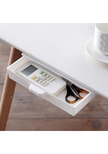 Beyaz Gizli Masa Çekmecesi Kendinden Yapışkanlı Plastik Makyaj Takı Masası Depolama Çekmecesi Mutfak İçin