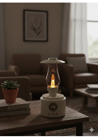 Şarjlı Masa Lambası Kamp Model - Bluetooth Hoparlörlü Led Lamba Renkli