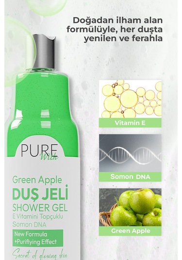 E Vitamin Topçuklu Yeşil Elma Özlü Arındırıcı Duş Jeli 2x400 Ml Elma