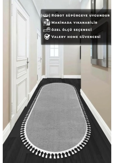 Valery Home Oval Comfort Puffy Ponpon Saçaklı Peluş Yolluk Açık G