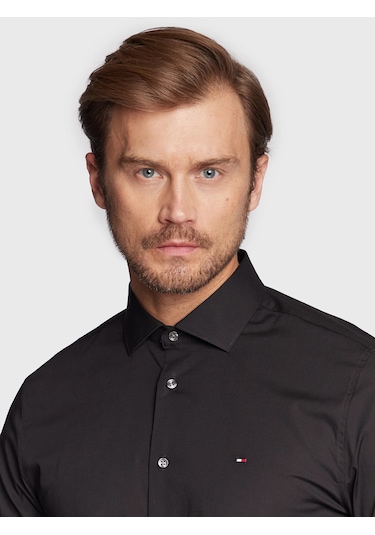 Tommy Hilfiger Erkek Regular Fit Pamuklu Gömlek Siyah