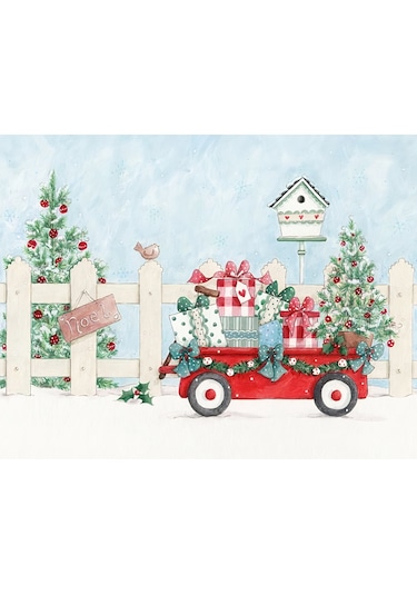 Vintage Christmas No:6 Desenli Amerikan Servisi Dikdörtgen 35 X 5 Çok Renkli