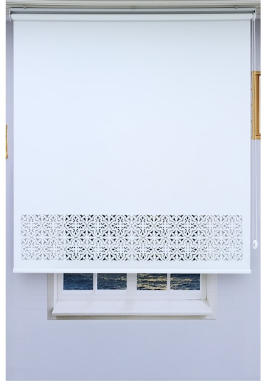 Lazer Stor Perde - Otantik Desen - Kalın Mat Model Beyaz
