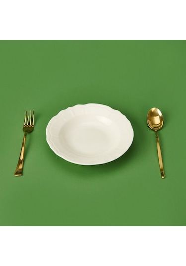 Tulu Porselen Tiffany Yemek Tabağı - Krem - 21 Cm Krem