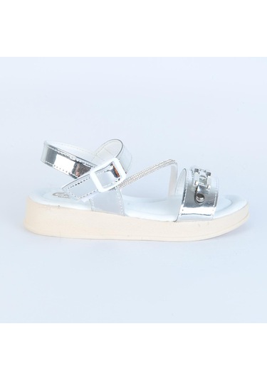Poliva 5095 Cırtlı Yazlık Kız Çocuk Sandalet Ayakkabı Gümüş