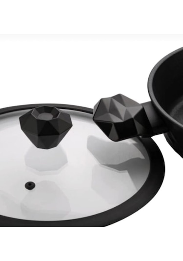 Diamond Silikon Kenarlı 30 Cm Cam Tencere Kapak Ve Elmas Model Te