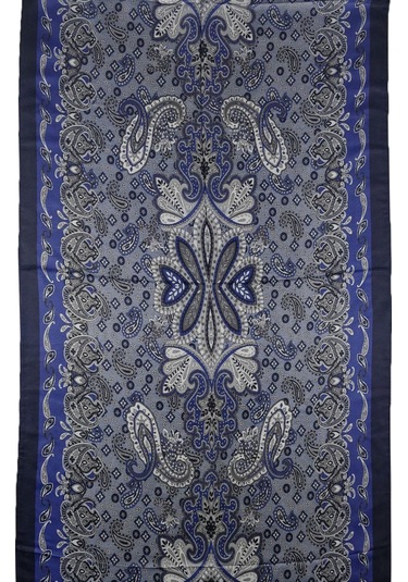 Enba Etnik Desenli Soft Pamuklu Şal 75x190 Cm Lacivert - Gri