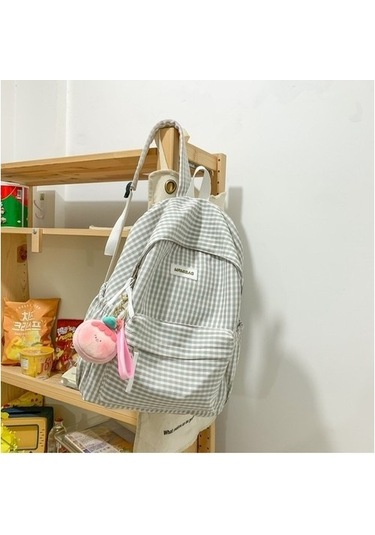 High Quality Shoe Bag Edebi Ekose Okul Çantası Kadın Ortaokul Öğrencisi Kampüs Sırt Çantası Taze Üniversite Öğrencileri Omuzları Açık Yeşil