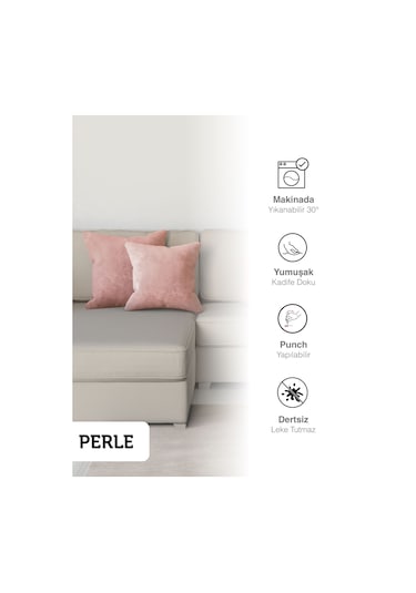 Br Perle Home Daily Series Buğulu Gül Rengi Kırlent Yastık Kılıfı Buğulu Gül