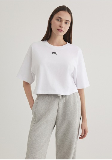 Mavi - Mavi Logo Baskılı Beyaz Tişört 1611585-620 Beyaz