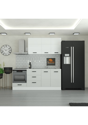 215 Cm Mutfak Dolabı Mdf Kapak Tezgah Dahil Yrkn215 100 Gümüş