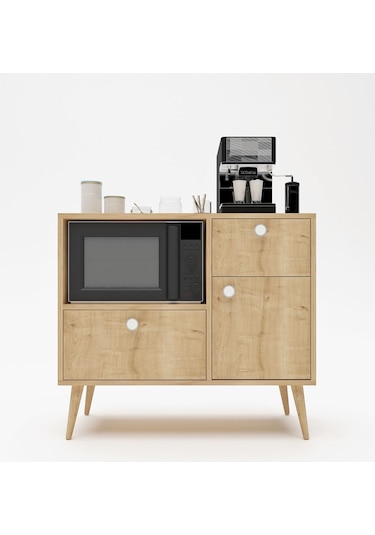 Floradesign Fresh Kahve Köşesi / Çok Amaçlı Dolap / Airfryer Dolabı / Mutfak Organizeri Meşe